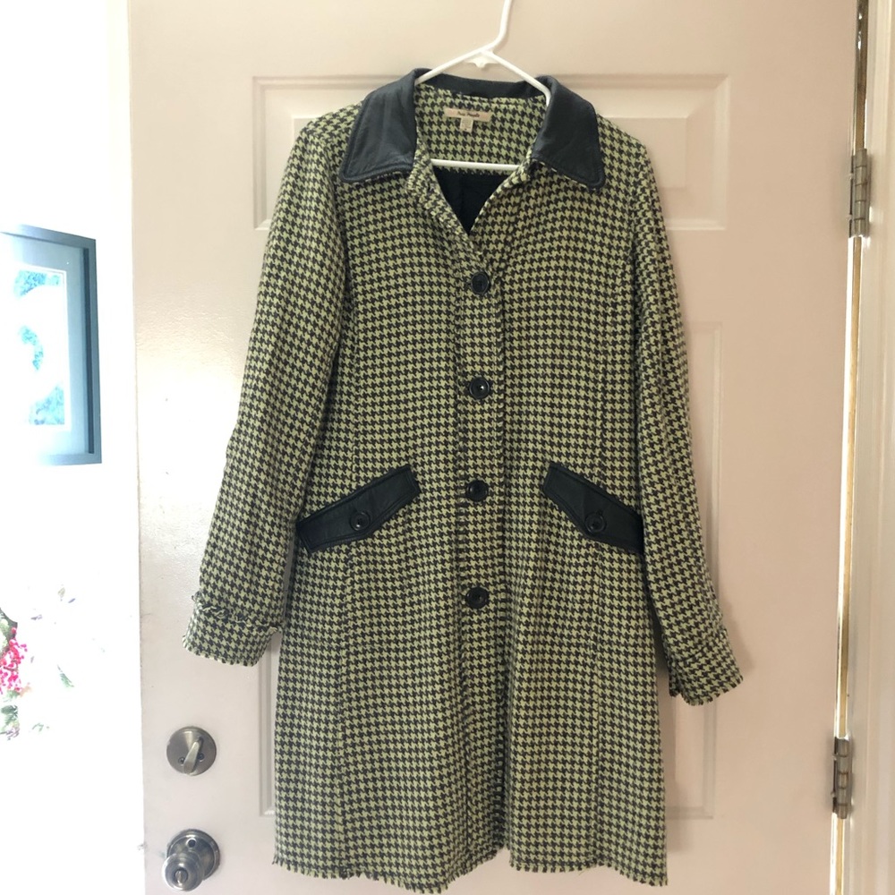 FREE PEOPLE WOOL and LEATHER TRIM JACKET
